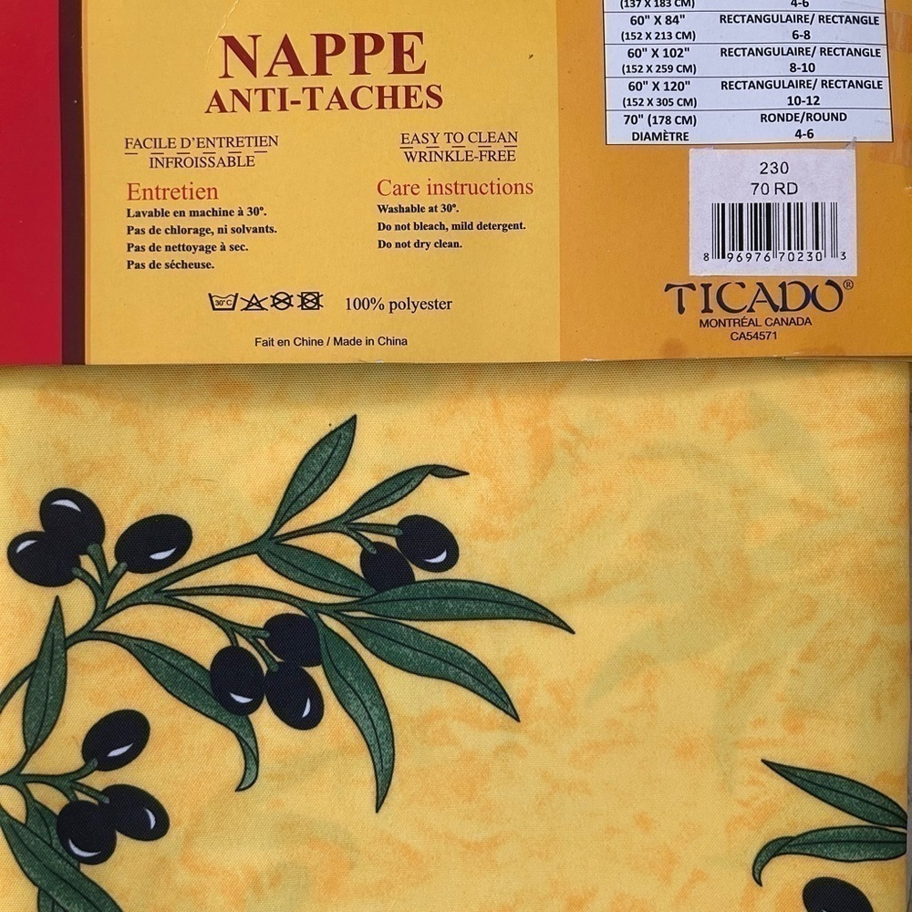 NWT Original Tablecloth fom Provence, France, Round 70 cm, Yellow, Green, Black - Picture 4 of 4
